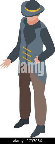 Pirate captain icon, isometric style Stock Vector