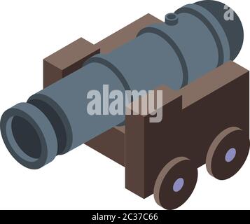 Pirate ship cannon icon, isometric style Stock Vector