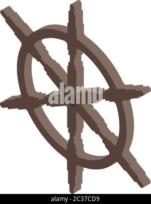 Ship steering wheel icon, isometric style Stock Vector