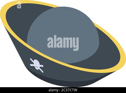 Pirate black hat icon, isometric style Stock Vector