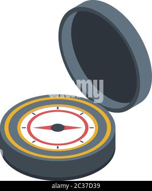 Pirate navigation compass icon, isometric style Stock Vector