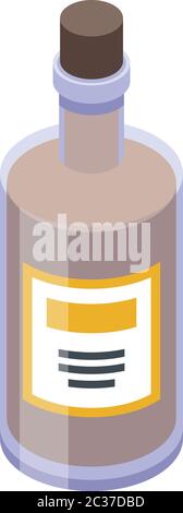 Pirate rum bottle icon, isometric style Stock Vector