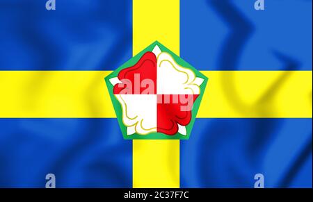 3D Flag of Pembrokeshire County, Wales. 3D Illustration. Stock Photo