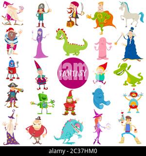 Cartoon Fantasy Characters large set Stock Photo