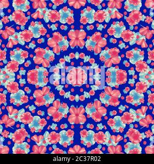 Vibrant Radial Floral Collage Seamless Pattern Stock Photo