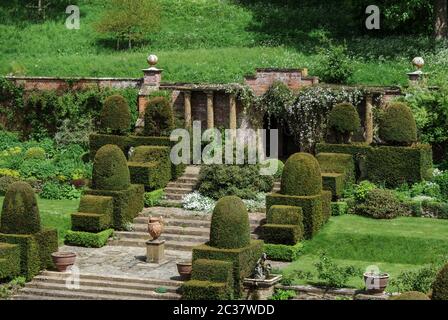 The Italianate gardens at Mapperton House, a Jacobean manor house near Beaminster, Dorset, UK Stock Photo