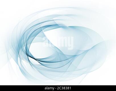 shifting light blue motion lines and blurred wave shapes on white background banner. Panoramic view. Contrasting color values. Stock Photo