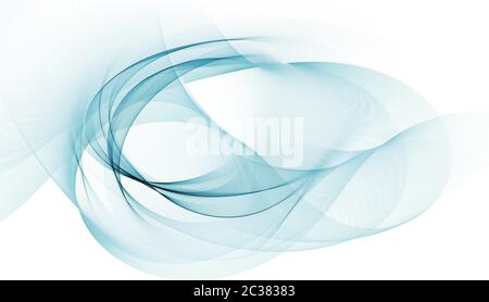shifting light blue motion lines and blurred wave shapes on white background banner. Panoramic view. Contrasting color values. Stock Photo