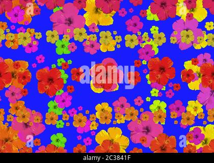 Vibrant Multicolored Flowerscape Seamless Pattern Stock Photo