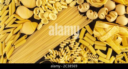 Free Photo  Various types of pasta on black