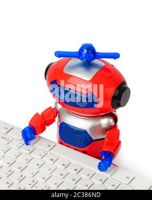 Toy Computer Typing Robot Typing On Laptop Keypad Stock Photo - Alamy