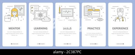 Vector set of thin line flat design internship concept banners Stock Vector