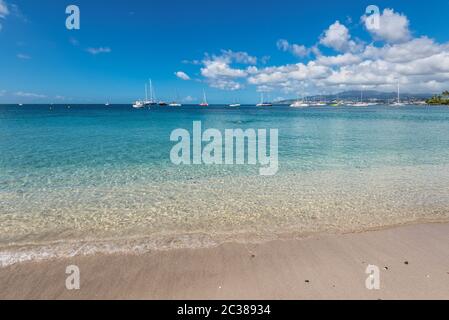 View of Anse Mitan Beach in Les Trois Ilets - Martinique FWI Stock Photo