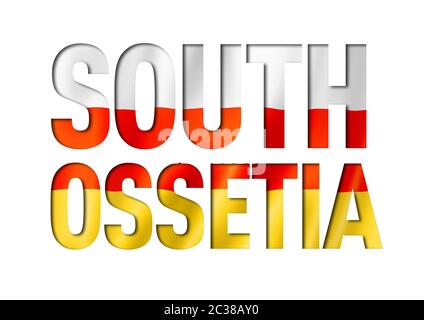 South Ossetia flag text font. National symbol background Stock Photo