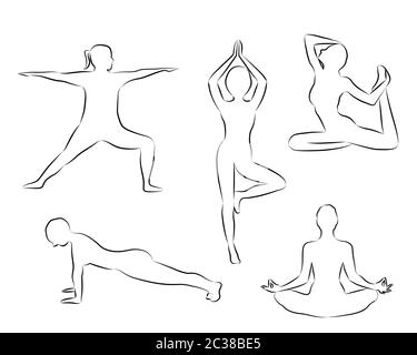 Continuous Line Yoga Pose Sketch Minimal Outline Digital Art by Amusing  DesignCo - Pixels