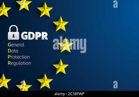 GDPR - General Data Protection Regulation. EU flag. Vector illustration Stock Vector