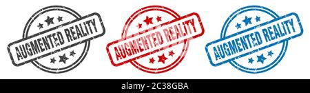 augmented reality stamp. augmented reality round isolated sign. augmented reality label set Stock Vector