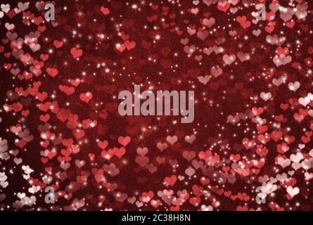 Valentines Day background with hearts and stars Stock Photo