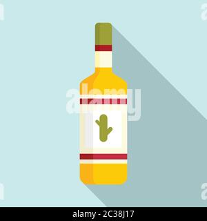 Tequila bottle icon. Flat illustration of tequila bottle vector icon for web design Stock Vector