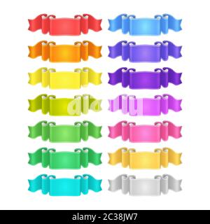 isolated bright colored satin ribbons set Stock Photo - Alamy