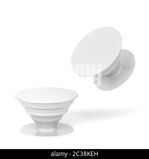 Blank telephone pop socket mockup. 3d illustration isolated on white background Stock Photo