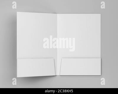 Blank paper folder mockup. 3d illustration on gray background Stock Photo