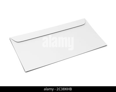 Blank paper envelope mockup. 3d illustration isolated on white background Stock Photo
