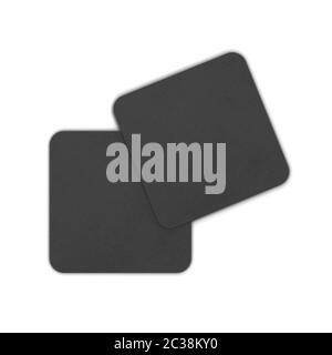 Two blank coasters mock up. 3d illustration isolated on white background Stock Photo