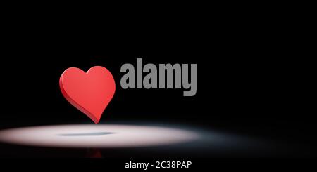 Red Heart Symbol Shape Spotlighted on Black Background with Copy Space ...