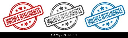 multiple intelligences stamp. multiple intelligences round isolated sign. multiple intelligences label set Stock Vector