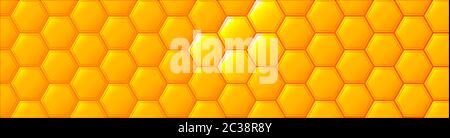 A bee honeycombe web banner formed from segments of orange Stock Photo