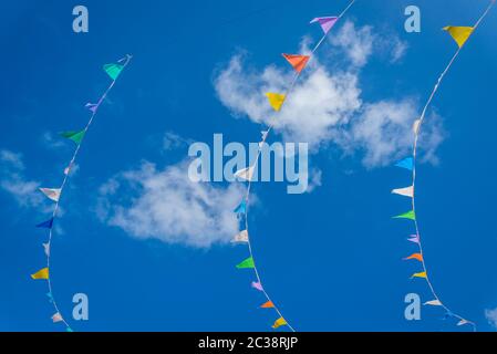 Garlands with triangular flags, Valladolid, Mexico Stock Photo