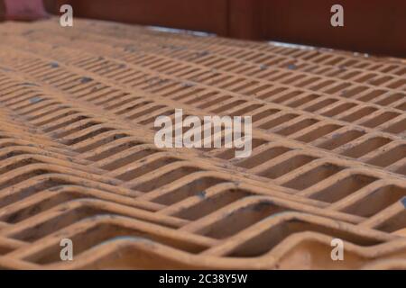 Non-slip surface at industrial sites servicing machinery and equipment. Stock Photo