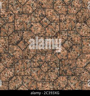 Seamless Tileable Texture with Geometric Pattern. Polished Marble or Red Granite. Stock Photo