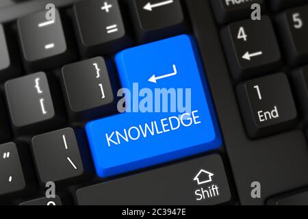 Knowledge Written on a Large Blue Keypad of a PC Keyboard. Concepts of Knowledge, with a Knowledge on Blue Enter Keypad on Computer Keyboard. 3D Rende Stock Photo