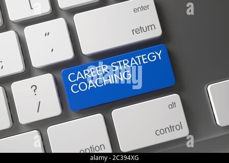 Career Strategy Coaching on White Keyboard Background. Blue Career Strategy Coaching Key on Keyboard. Key Career Strategy Coaching on Modernized Keybo Stock Photo
