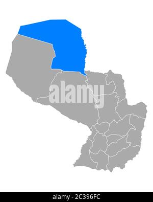 Map of Alto Paraguay in Paraguay Stock Photo