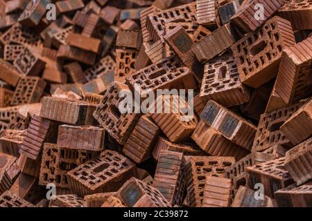 Pile of bricks on the building site Stock Photo