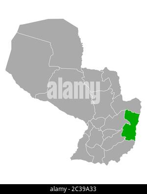 Map of Alto Parana in Paraguay Stock Photo