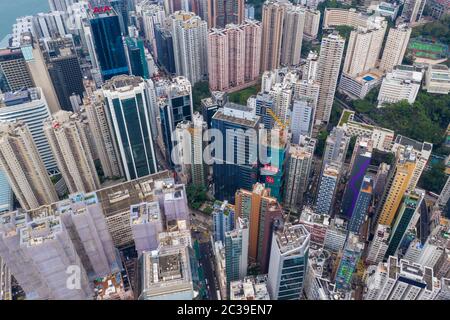 Causeway Bay,Hong Kong 07 May 2019: Top view of Hong Kong city Stock Photo