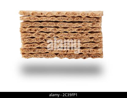 stack of rectangular snack bars isolated on a white background, close up, healthy eating concept Stock Photo