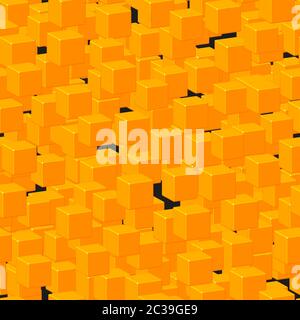 Gold Cubes Seamless Pattern on Black Stock Vector