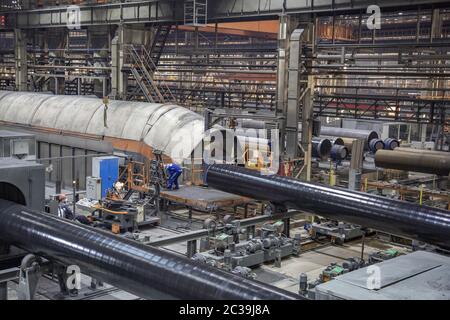 Industrial workshop of a gas pipe factory Stock Photo