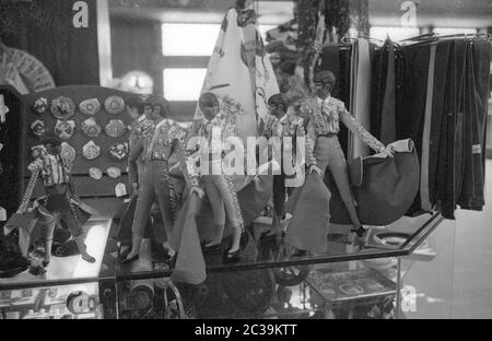 Spanish bullfighters in traditional costume in the form of Barbie dolls at the Madrid airport. Stock Photo