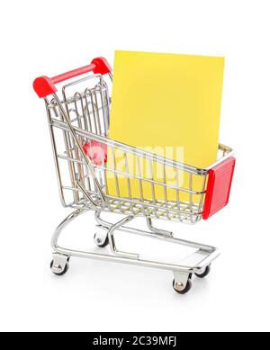 Note paper in shopping cart Stock Photo
