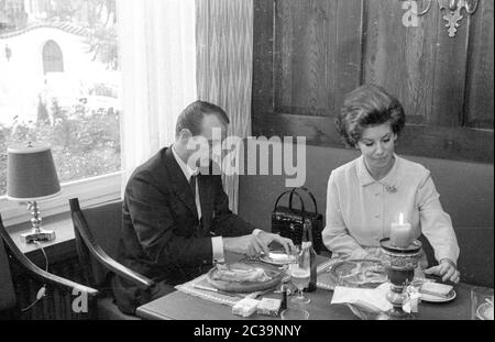 Prince Michael of Prussia with his future wife Jutta at the Hotel Alpina in Garmisch in 1966. Stock Photo