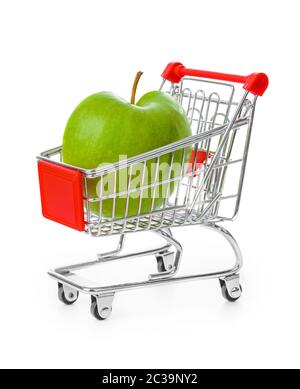 Apple in shopping cart Stock Photo