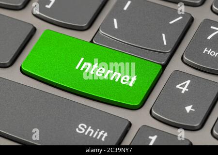 Computer notebook keyboard with Internet key Stock Photo