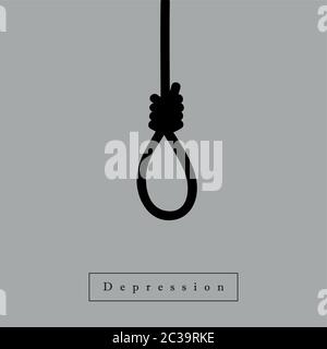 gallows with rope noose depression concept vector illustration EPS10 Stock Vector