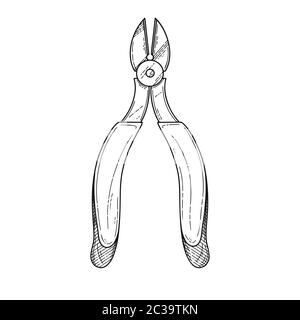 Pliers pincers hand tool isolated on white background. Vector illustration Stock Vector